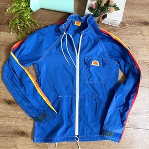 Deadstock Vintage Mens Sundek jacket Windbreaker Zip Surf Swim Blue Rainbow
